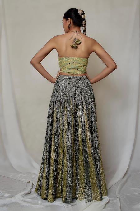 Etasha By Asha Jain Mirror & Dori Embellished Blouse Palazzo Set 