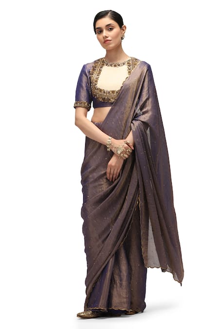 Mimamsaa Ratna Embroidered Saree With Blouse 