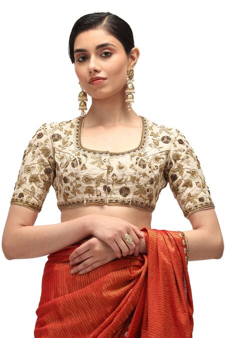 Shop Mimamsaa Red Muslin Sequins Siya Embroidered Saree With Running Blouse Piece Online at Aza Fashions Shop_Mimamsaa_Red Muslin Sequins Siya Embroidered Saree With Running Blouse Piece _Online_at_Aza_Fashions