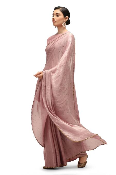 Buy Mimamsaa Pink Chiffon, Silk, Muslin Sequins, Beads Yukta Embroidered Saree With Blouse Online at Aza Fashions Buy_Mimamsaa_Pink Chiffon, Silk, Muslin Sequins, Beads Yukta Embroidered Saree With Blouse _Online_at_Aza_Fashions