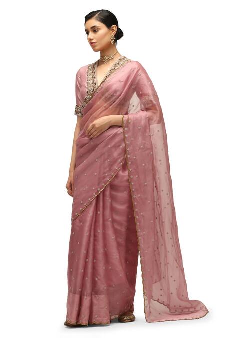 Buy Mimamsaa Pink Organza, Chanderi Silk Embroidery Nayantara Floret Saree With Blouse Online at Aza Fashions Buy_Mimamsaa_Pink Organza, Chanderi Silk Embroidery Nayantara Floret Saree With Blouse _Online_at_Aza_Fashions