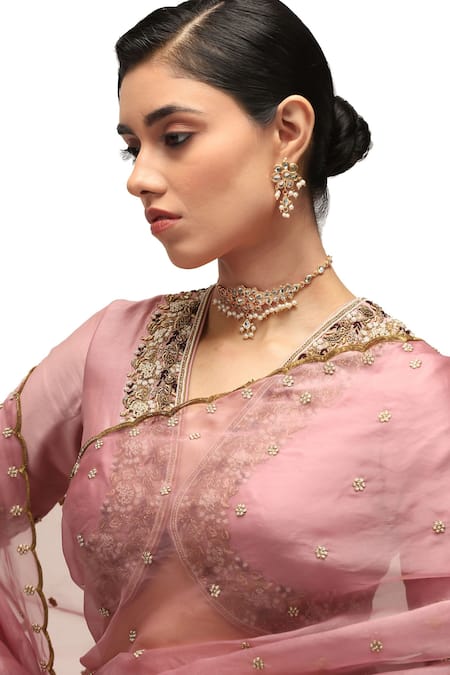Buy Mimamsaa Pink Organza, Silk Embroidery Nayantara Floret Saree With Running Blouse Online at Aza Fashions Buy_Mimamsaa_Pink Organza, Silk Embroidery Nayantara Floret Saree With Running Blouse _Online_at_Aza_Fashions