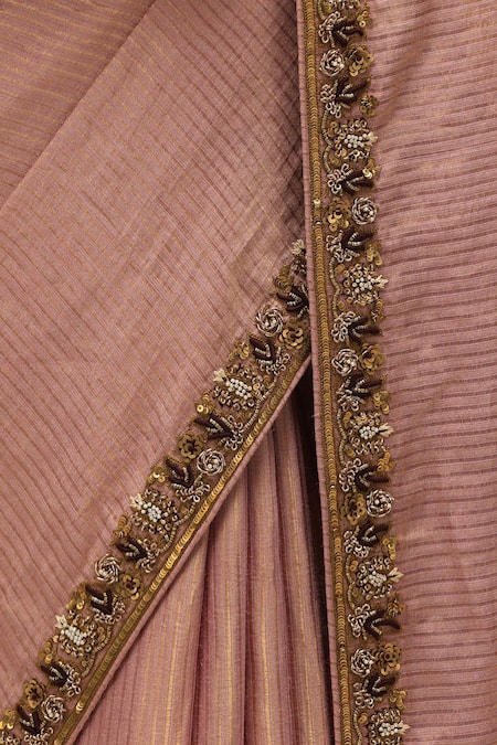 Mimamsaa Pink Organza, Silk Embroidery Nayantara Floret Saree With Running Blouse at Aza Fashions Mimamsaa_Pink Organza, Silk Embroidery Nayantara Floret Saree With Running Blouse _at_Aza_Fashions