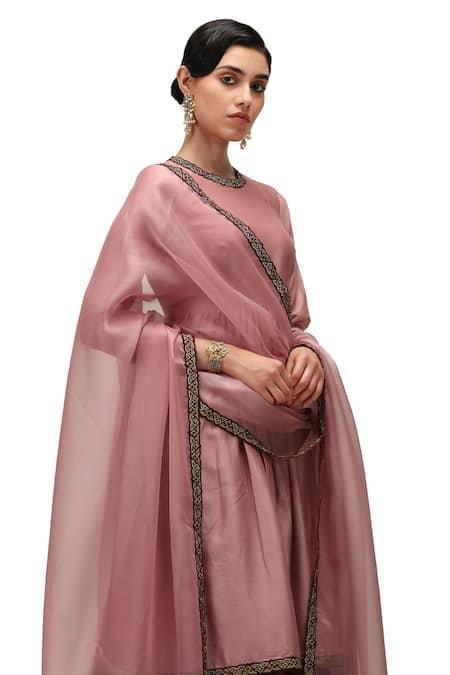 Buy Mimamsaa Pink Chanderi Silk, Organza Ojaswini Bloom Border Anarkali Sharara Set Online at Aza Fashions Buy_Mimamsaa_Pink Chanderi Silk, Organza Ojaswini Bloom Border Anarkali Sharara Set _Online_at_Aza_Fashions