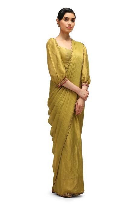 Buy Mimamsaa Green Munga Silk Zari Embroidered Sequin Square Neck Anika Blouse Online at Aza Fashions Buy_Mimamsaa_Green Munga Silk Zari Embroidered Sequin Square Neck Anika Blouse _Online_at_Aza_Fashions