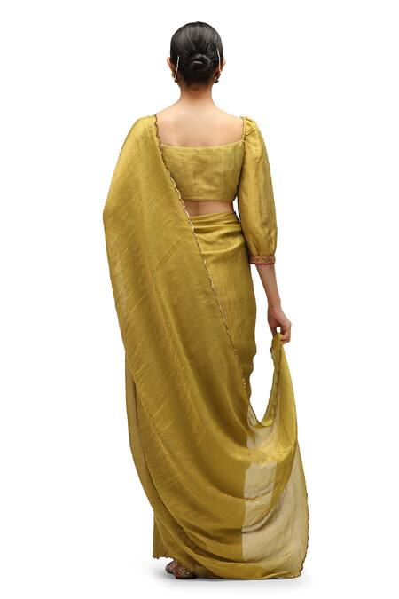 Mimamsaa Green Munga Silk Zari Embroidered Sequin Square Neck Anika Blouse at Aza Fashions Mimamsaa_Green Munga Silk Zari Embroidered Sequin Square Neck Anika Blouse _at_Aza_Fashions