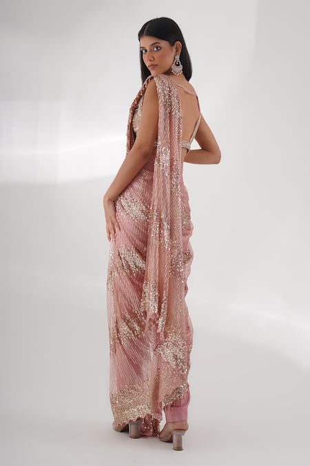 Chaashni By Maansi And Ketan Sequin Embellished Pant Saree With Blouse 