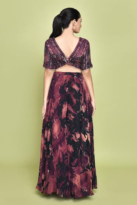 Label Shristi Chetani Shubhag Musk Bloom Print Lehenga Set 