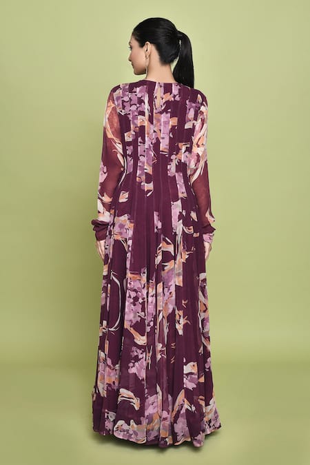 Label Shristi Chetani Harshi Pansy Bloom Print Anarkali Set 
