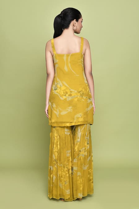 Label Shristi Chetani Buttercup Bloom Print Kurta Sharara Set 