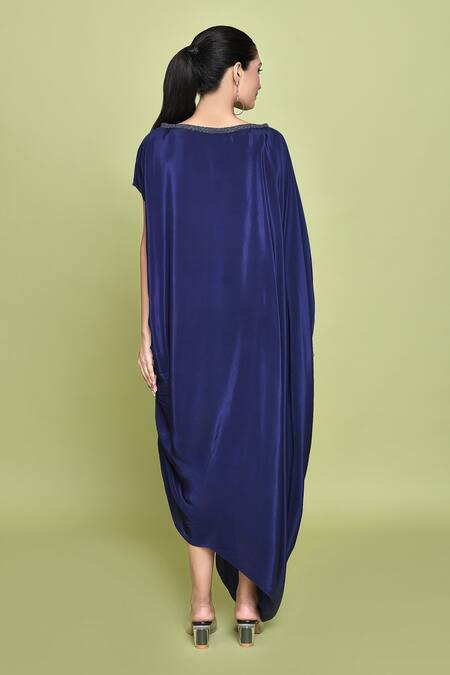 Label Shristi Chetani Bead Embellished Neck Knot Draped Dress 