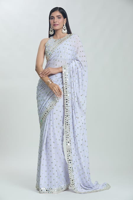 Vana Ethnics Sheesha Bordered Saree With Embroidered Blouse 