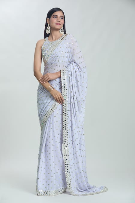 Buy Vana Ethnics Purple Viscose Sequins, Mirrors Sheesha Bordered Saree With Embroidered Blouse Online at Aza Fashions Buy_Vana Ethnics_Purple Viscose Sequins, Mirrors Sheesha Bordered Saree With Embroidered Blouse _Online_at_Aza_Fashions