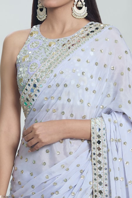 Shop Vana Ethnics Purple Viscose Sequins, Mirrors Sheesha Bordered Saree With Embroidered Blouse Online at Aza Fashions Shop_Vana Ethnics_Purple Viscose Sequins, Mirrors Sheesha Bordered Saree With Embroidered Blouse _Online_at_Aza_Fashions