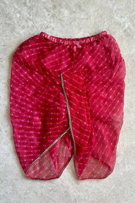 Khela_Pink Cotton Print Floral Handblock Kurta With Dhoti_Online_at_Aza_Fashions