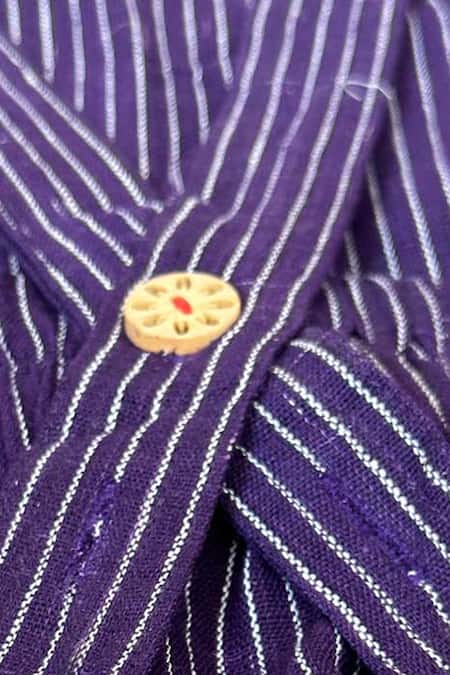 Buy_Khela_Purple Cotton Striped Woven Pinafore Dress With Hakoba Top_Online_at_Aza_Fashions