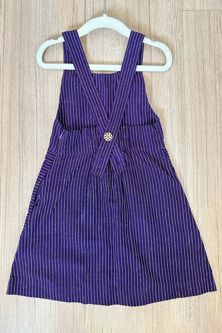 Shop_Khela_Purple Cotton Striped Woven Pinafore Dress With Hakoba Top_Online_at_Aza_Fashions