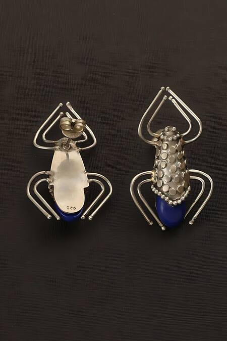 Shop_Mero Jewellery_Purple Lace Lapis Stone Embellished Earrings_Online_at_Aza_Fashions