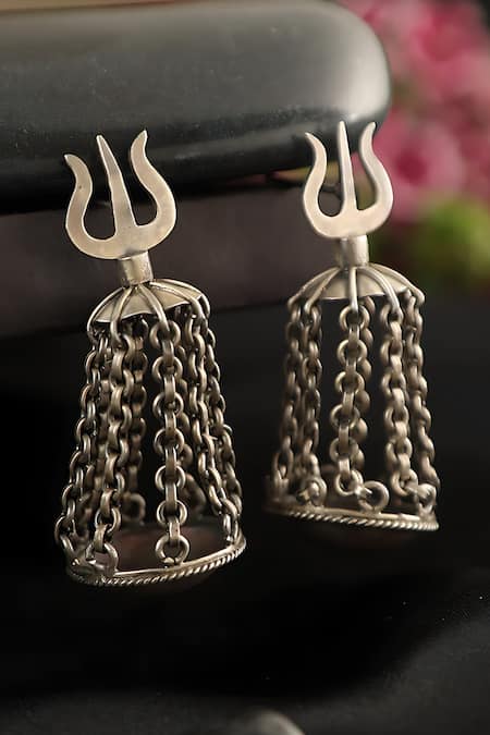 Mero Jewellery Silver Plated Textured Detail Dangler Earrings 