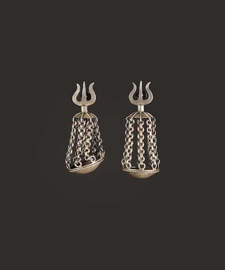 Buy_Mero Jewellery_Silver Plated Textured Detail Dangler Earrings _Online_at_Aza_Fashions