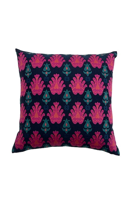 House of Inari Samarkand Floral Embroidered Cushion Cover 