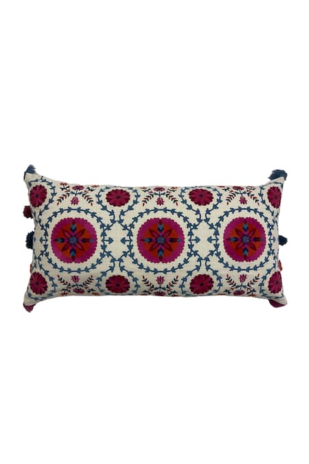 House of Inari Bukhara Embroidered Cushion Cover 