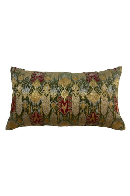 House of Inari Opulence Cotton Velvet Embroidered Cushion Cover 