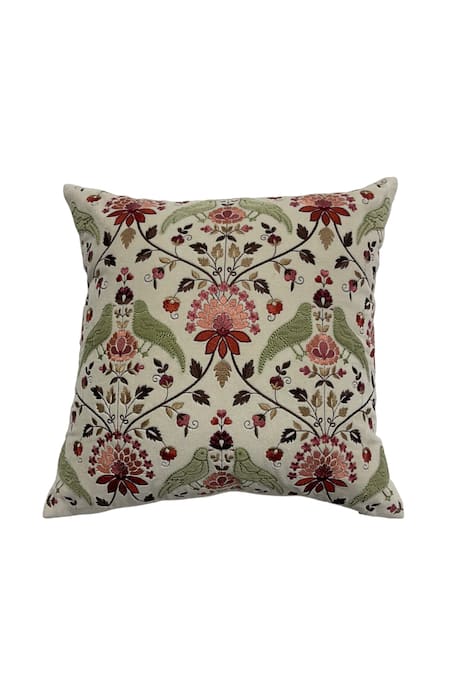 House of Inari Royal Jardin Embroidered Cushion Cover 