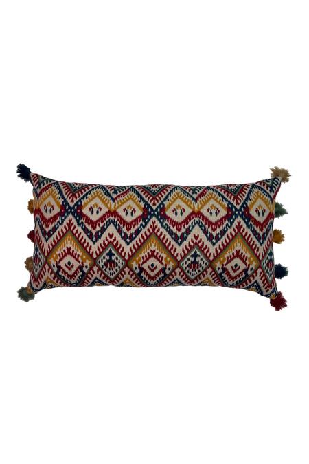 Buy House Of Inari Grey 100% Cotton Embroidery Sambhalpur Ikat Cushion Cover Online at Aza Fashions Buy_House Of Inari_Grey 100% Cotton Embroidery Sambhalpur Ikat Cushion Cover_Online_at_Aza_Fashions
