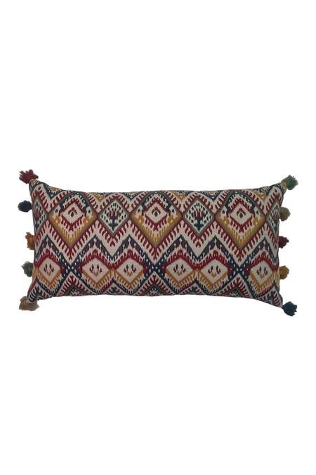 Shop House Of Inari Grey 100% Cotton Embroidery Sambhalpur Ikat Cushion Cover Online at Aza Fashions Shop_House Of Inari_Grey 100% Cotton Embroidery Sambhalpur Ikat Cushion Cover_Online_at_Aza_Fashions