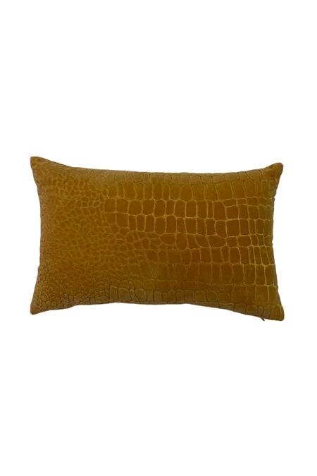 Buy House Of Inari Yellow 100% Cotton Velvet Embroidery Abstract Cushion Cover Online at Aza Fashions Buy_House Of Inari_Yellow 100% Cotton Velvet Embroidery Abstract Cushion Cover_Online_at_Aza_Fashions