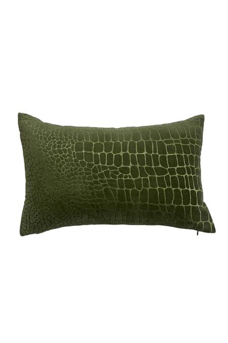 Buy_House Of Inari_Green 100% Cotton Velvet Embroidery Cushion Cover_Online_at_Aza_Fashions