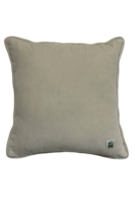 Shop House Of Inari Off White 100% Cotton Velvet Embroidery Vintage Flower Cushion Cover at Aza Fashions Shop_House Of Inari_Off White 100% Cotton Velvet Embroidery Vintage Flower Cushion Cover_at_Aza_Fashions