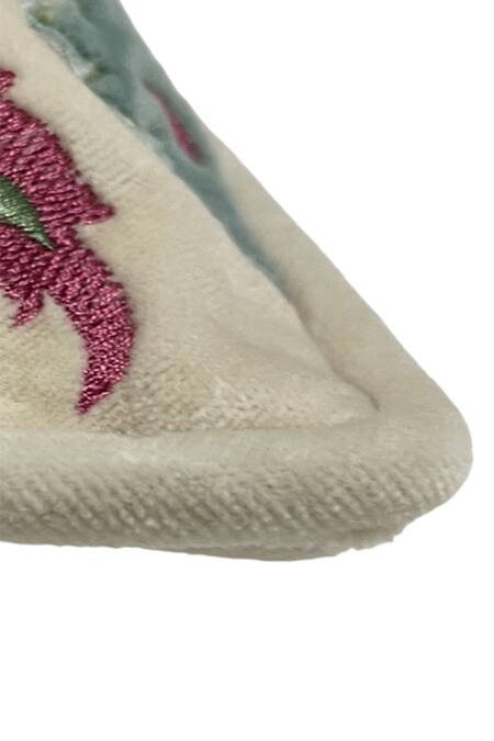 House Of Inari Off White 100% Cotton Velvet Embroidery Vintage Flower Cushion Cover Online at Aza Fashions House Of Inari_Off White 100% Cotton Velvet Embroidery Vintage Flower Cushion Cover_Online_at_Aza_Fashions