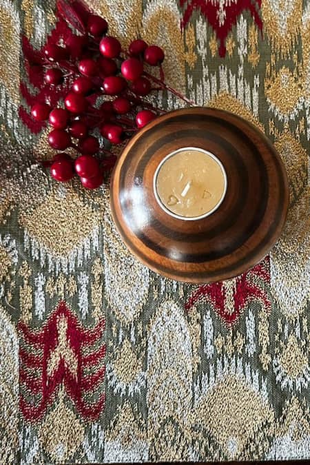 Buy_House Of Inari_Green 100% Cotton Ikat, Zari Work Table Runner_Online_at_Aza_Fashions