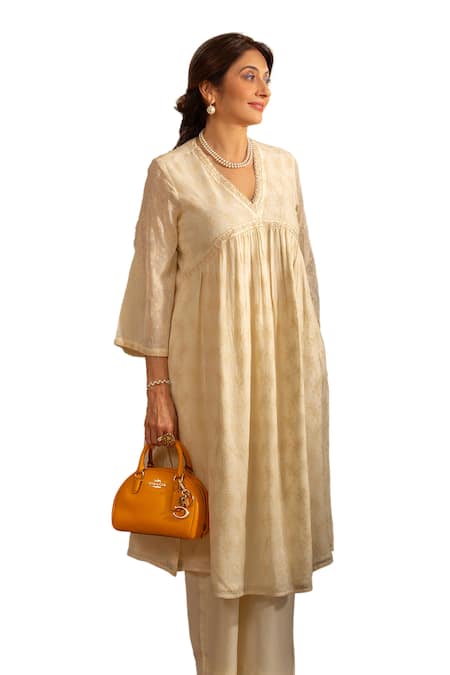 House Of Inari_Green Silk, Georgette, Cotton Satin Embroidery Khus Garden Anarkali With Pant _Online_at_Aza_Fashions