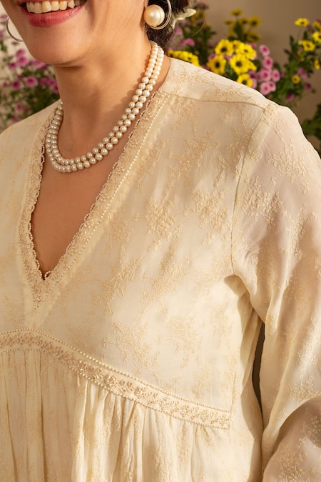 Shop_House Of Inari_Green Silk, Georgette, Cotton Satin Embroidery Khus Garden Anarkali With Pant _Online_at_Aza_Fashions