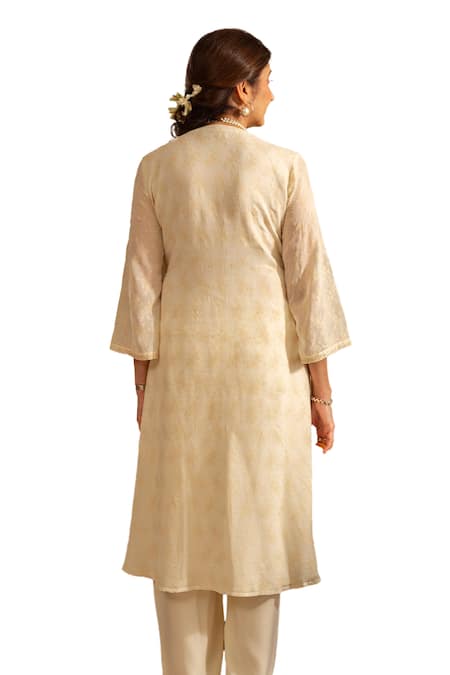 House Of Inari_Green Silk, Georgette, Cotton Satin Embroidery Khus Garden Anarkali With Pant _at_Aza_Fashions