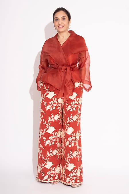 House of Inari Bahar Embroidered Flared Pant 