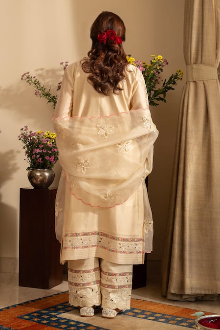 Shop House Of Inari Ivory , , Cotton, Embroidery, Gulchini Floral Kurta Set at Aza Fashions Shop_House Of Inari_Ivory , , Cotton, Embroidery, Gulchini Floral Kurta Set _at_Aza_Fashions