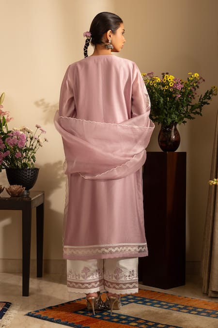 Shop House Of Inari Purple , Cotton, Organza Embroidery Chandni Floral Kurta Pant Set at Aza Fashions Shop_House Of Inari_Purple , Cotton, Organza Embroidery Chandni Floral Kurta Pant Set _at_Aza_Fashions
