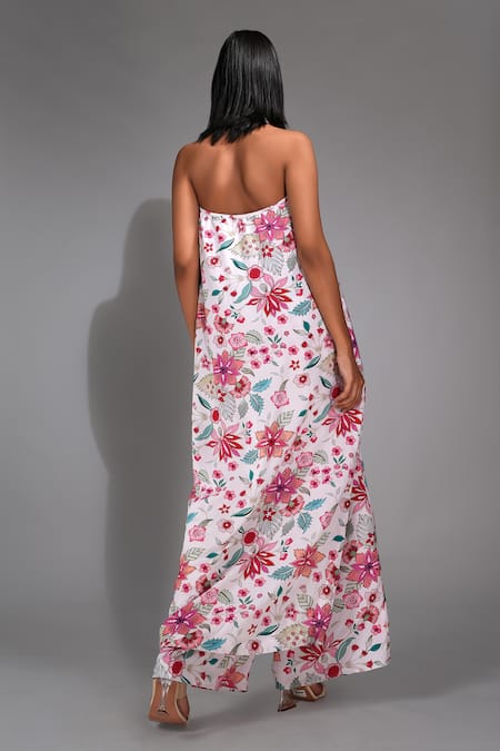 Shop Shruti S Off White Modal, Satin Embroidery Collared Floral Print High-low Kurta With Pant at Aza Fashions Shop_Shruti S_Off White Modal, Satin Embroidery Collared Floral Print High-low Kurta With Pant _at_Aza_Fashions