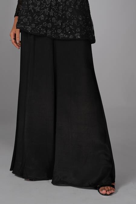 Buy Shruti S Black Silk Satin, Satin, Net Beads, Sequins Embellished Peplum Kurta Sharara Set Online at Aza Fashions Buy_Shruti S_Black Silk Satin, Satin, Net Beads, Sequins Embellished Peplum Kurta Sharara Set _Online_at_Aza_Fashions