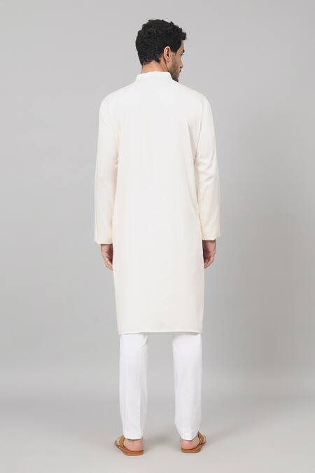 Shop Hilo Design Off White Gingham Embroidery Avorio Floral Placement Kurta at Aza Fashions Shop_Hilo Design_Off White Gingham Embroidery Avorio Floral Placement Kurta_at_Aza_Fashions