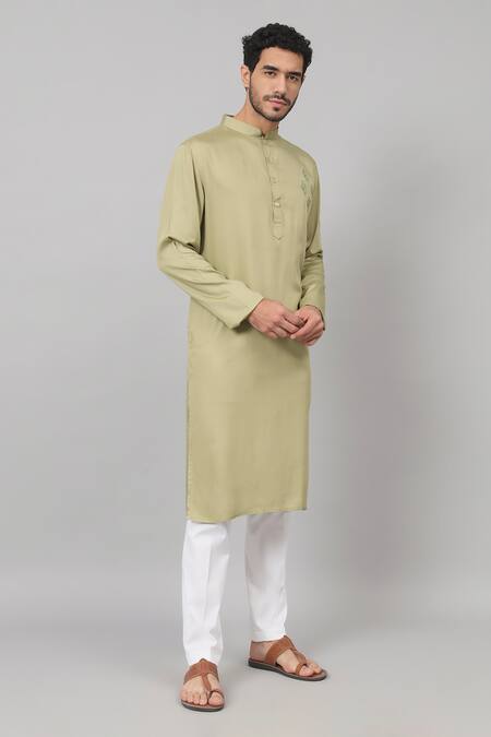 Shop Hilo Design Green Gingham Embroidery Moss Diamond Placement Kurta Online at Aza Fashions Shop_Hilo Design_Green Gingham Embroidery Moss Diamond Placement Kurta_Online_at_Aza_Fashions