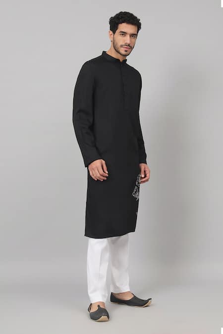 Buy Hilo Design Black Gingham Embroidery Stem Placement Kurta Online at Aza Fashions Buy_Hilo Design_Black Gingham Embroidery Stem Placement Kurta_Online_at_Aza_Fashions