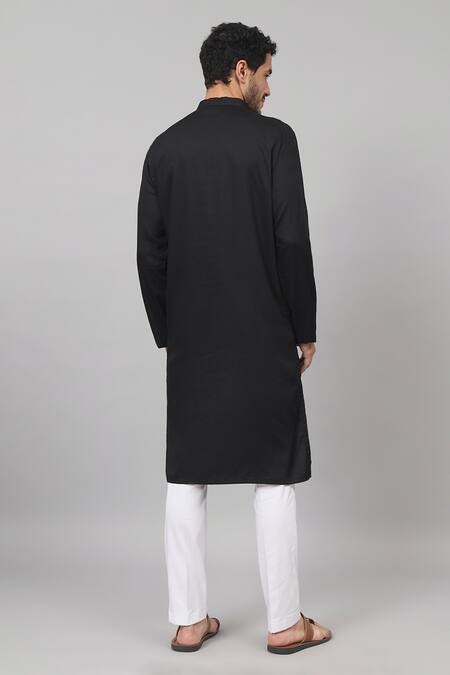 Shop Hilo Design Black Gingham Embroidery Carvao Coal Resham Work Kurta at Aza Fashions Shop_Hilo Design_Black Gingham Embroidery Carvao Coal Resham Work Kurta_at_Aza_Fashions