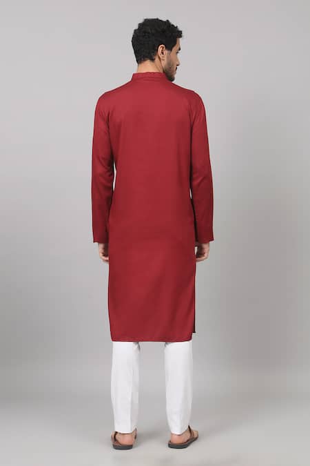 Shop Hilo Design Maroon Gingham Zari Rosso Thread Placement Embroidered Kurta at Aza Fashions Shop_Hilo Design_Maroon Gingham Zari Rosso Thread Placement Embroidered Kurta_at_Aza_Fashions