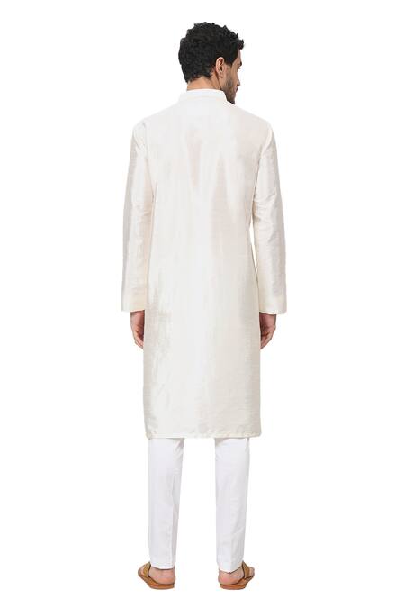 Buy Hilo Design Off White Silk Embroidery Petals Floral Kurta Online at Aza Fashions Buy_Hilo Design_Off White Silk Embroidery Petals Floral Kurta _Online_at_Aza_Fashions