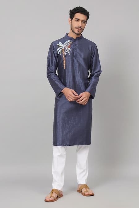 Hilo Design Sapp Tropical Placement Embroidered Kurta 